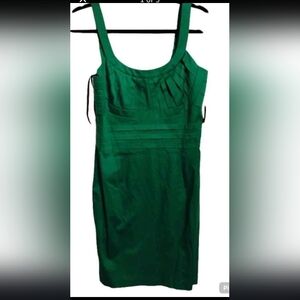 New Directions ND Dress Grass Green Sundress Shift Sheath Pleats Woman 8 NWT